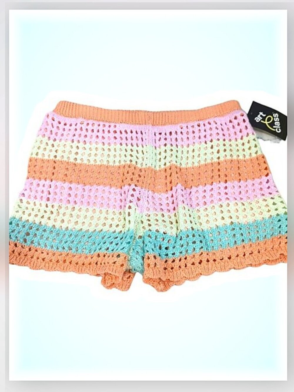 ART CLASS XL 14 Orange Striped Crochet Lined Shorts Girls NEW Summer